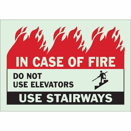 Brady Fire Stairways Sign, Plastic, 10" W, 7" H, Do Not Use Elevators Use Stairways, Black, White 90781